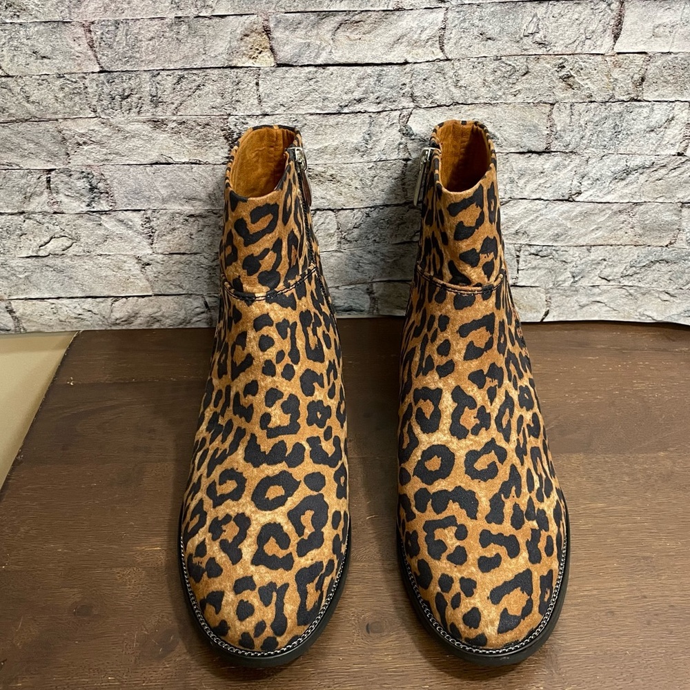 New Franco Sarto Leopard Ankle Boots